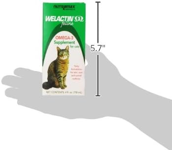 3 3 4 Nutramax Welactin Omega Fish Oil for Cats, Skin and Coat Health Supplement, Plus Kidney, Brain, and Vision