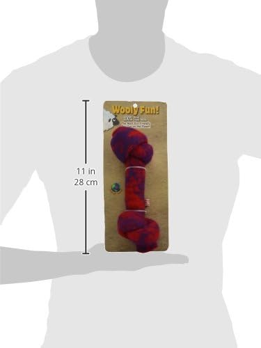 One Pet Planet 8.5-Inch, Wool Knotted Bone Chew Toy, Red