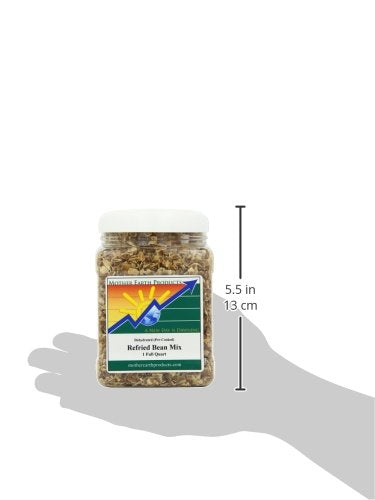 11 (Pack 1) Mother Earth Products Dehydrated Fast Cooking Refried Bean Mix, quart Jar, Ounce