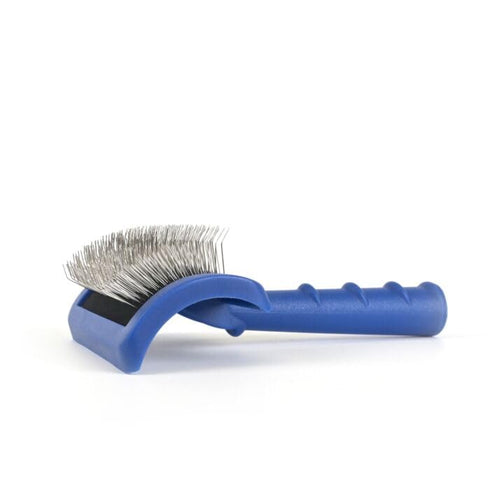 Tuffer Than Tangles Slicker Brush for Dog Grooming, Medium Size, Long Firm Pins, Comfort Grip Handle