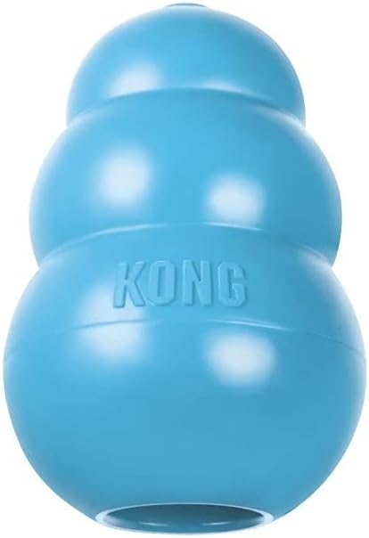 KONG Puppy Natural Teething Rubber Chew Toy, Stuffable for Extended Playtime, Chew & Fetch Toy for Small Puppies, Blue