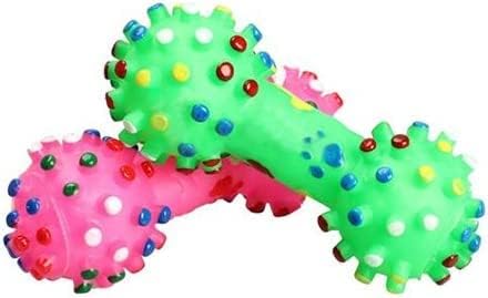 Soft Small Rubber Bone Pet Dog Toy, Colorful Dot Squeaky Chew Toy for Puppy Games