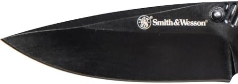 Smith & Wesson SW1101 6.89in Stainless Steel Folding Knife with 3in Drop Point Blade and Rubberized Handle