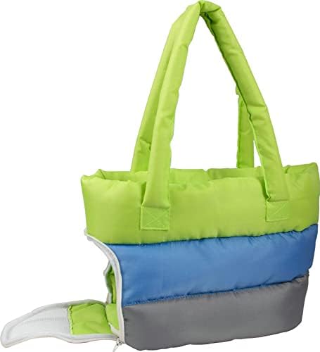Pet Life Bubble-Poly Tri-Colored Insulated Fashion Pet Carrier - Designer Plush Dog Carrier with Ventilated Mesh