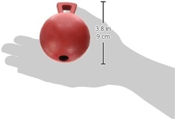 Jolly Pets Tug-n-Toss Heavy Duty Dog Toy Ball with Handle, Mini 3 Inches, Red (403 RD)