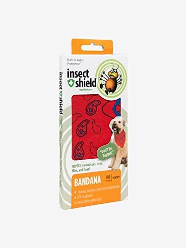 Insect Repellant Dog Bandana for Protecting Dogs from Fleas, Ticks, and Mosquitoes, Red Paisley