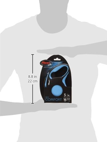 FLEXI New Comfort Retractable Dog Leash (Tape), 16 Ft, Small, Blue/Pastel, for Dogs Up to 33 Lbs