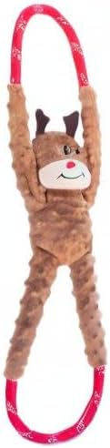 ZippyPaws RopeTugz Christmas Dog Toy, Plush Squeaky Holiday Gifts for Small & Medium Dogs
