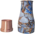 Ornate International Pure Copper Hammered Design Water Bottle, 1000 ml with Tumbler and Lid (Marble)