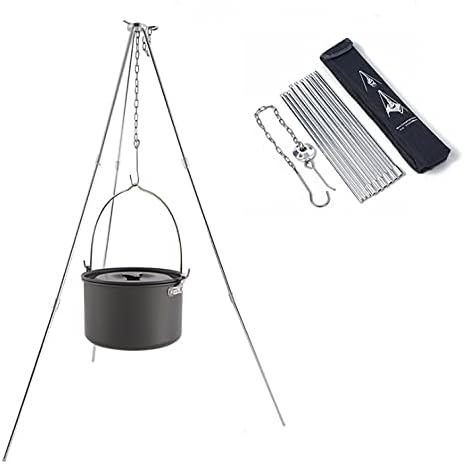 Yahpetes 31.5" Camping Tripod, 3 Sections Aluminum Telescopic Campfire Tripod for Outdoor Cooking