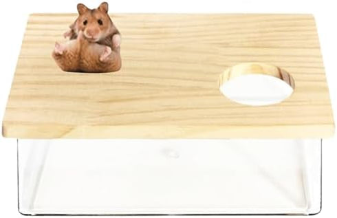 Copfeu Hamster Sand Bath Box Container, Mini Pet Sandbox Lid Design Take Bath