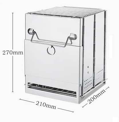 Foldable Camping Wood Burning Stove with Grill, Collapsible Stainless Steel Campfire Stove for Outdoor Cooking