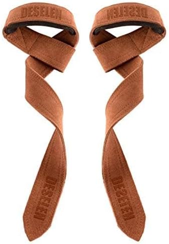 Leather Weightlifting Straps with Thick Soft Sponge Lining, Pair for Gym Workout