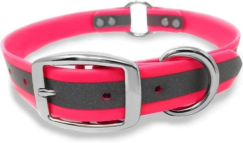 Regal Dog Products Medium Pink Heavy Duty Reflective Dog Collar with Durable Metal Buckle, Adjustable & Chew Proof