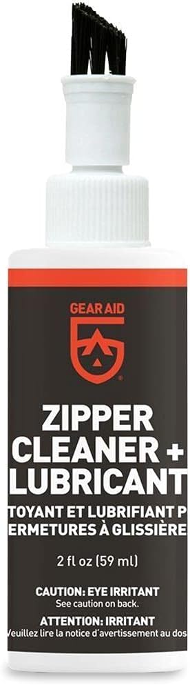 Gear Aid Zipper Cleaner & Lubricant 2oz with Zipper Brush Gear Repair