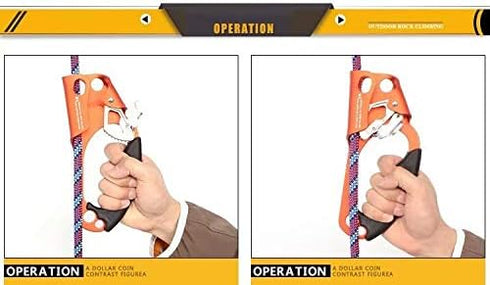 SRT Climbing Hand Ascender - Left Handed Ergonomic Aviation Light Alloy Rappelling Gear for Arborist