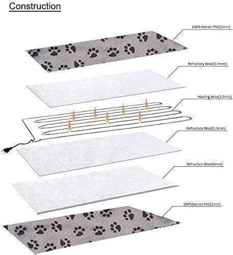 Indoor Dog Heating Pad for Large Dogs, Waterproof Pet Heated Mat, Easy Clean, Cat Heating Pad for Outdoor Dog House