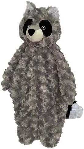 Petlou Stuffingless Floppy Plush Dog Toys with Durable Squeak and Crinkle Paper Dog Chew Toys (Grey, 19" Floppy Raccoon)