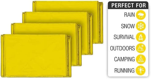 GALAXYLENSE Emergency Mylar Thermal Blanket for Survival Kits, Hiking, Camping, Bug Out, 10 Packs Gold