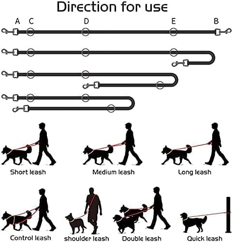 7FT Multifunctional Rope Dog Leash, Hands Free Adjustable Long Leash for 2 Dogs (7ft*12mm, Airy Blue)