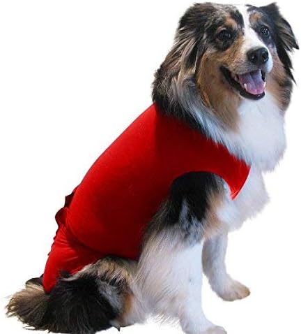 Healing Skin Treatment Onesie for Dogs - Medium, Solid Red, Veterinary Dermatology