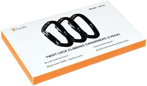 Locking Climbing Carabiner, Heavy Duty UIAA Certified 25kn (5620 lbs) Safety Large Rock Clips