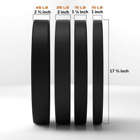 GYMENIST Bumper Plates for 2 Inch Olympic Bars, Premium Commercial Gym, Available in 10 LB to 55 LB Black or Multi Color