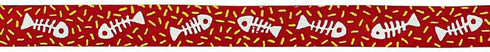 Beastie Band Cat Collar with Fish and Bones Design (Red)
