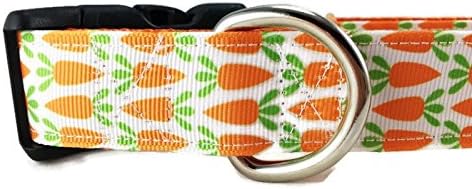 Spring Dog Collar by Caninedesign, Adjustable Nylon, 1 inch Wide, Medium and Large (Carrots, XL 18-26"), Valentine, St