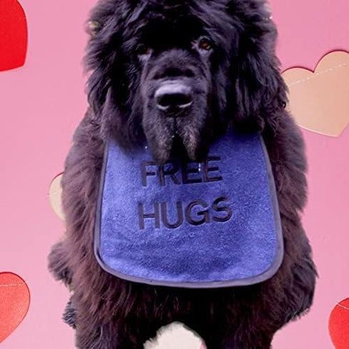 Personalized 'Free HUGS' Dog Bib for Dogs: Handmade, Waterproof Backing, Washable & Durable, Pups to Adults Sizes