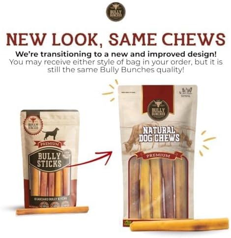 6 Inch 100% (5 Pack) Bully Bunches Premium Standard Odor-Free Bully Sticks for Small to Medium Dogs & Puppies