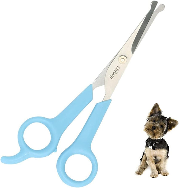 Chibuy Professional Pet Grooming Scissors - Blue Stainless Steel Dog Eye Cutter for Dogs and Cats, Size 6.70"