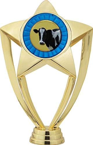11" Crown Awards Cow Trophies, Gold Star Dairy Cow Trophy with Engraving Included