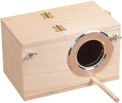 Pet Wood Parakeet Nest Box - Bird House Breeding Nesting Cage Box for Lovebirds, Cockatiel, Parrotlets