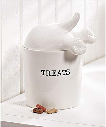 Mud Pie Dog Tail Treat Canister, Ceramic Dog Treat Jar for Storage
