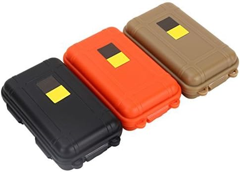 Yosoo Outdoor Waterproof Airtight Survival Storage Case Container Fishing Carry Box (Orange&Black&Mud Color, S)