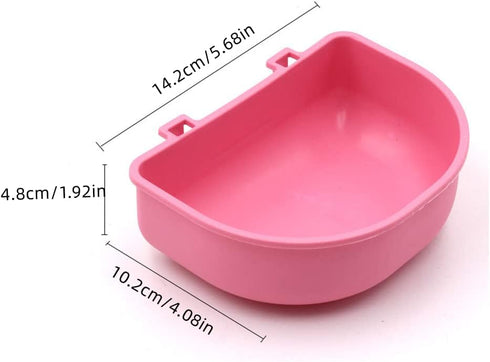 2 PcsRabbit Food Water Bowl, Guinea Pig Plastic Food Basin Dish, Chinchilla Hanging Portable Feeding Bowl (Pink and Blue)