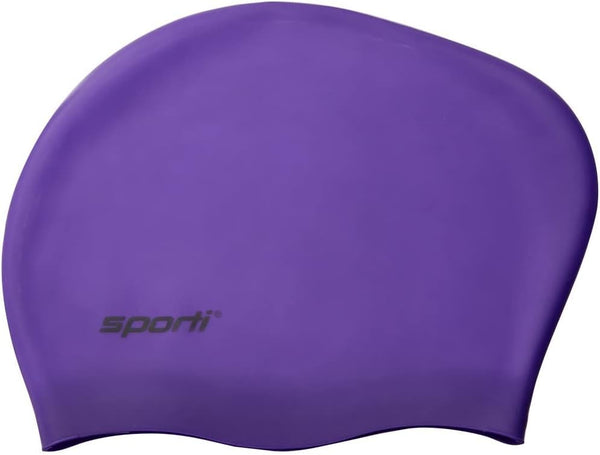 Sporti Silicone Swim Cap for Long Hair Unisex Adult Protection Bathing Cap with Anti-Slip Interior Grip