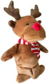 Midlee Christmas Reindeer Plush Dog Toy with Scarf, Squeaky Holiday Pet Gift