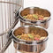 2PC Stainless Steel Pet Feeder Water Bowls, 10oz 20oz 30oz Cup with Holder for Small Animal Cage Coop Hook