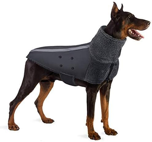 SlowTon Winter Dog Coat, Waterproof Windproof Puppy Vest with Turtleneck Scarf, Soft Pet Outfits, M, Grey