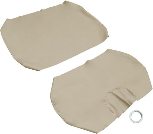 Golf Cart Front Seat Cover Set - Staple On for E-Z-Go TXT Golf Cart, Microfiber Leather in Beige