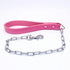 3 inches Wide Leather 4 Rows Spiked Studded Dog Collar + Leash Set for Pit Bull Terrier Mastiff (Hot Pink, XL)