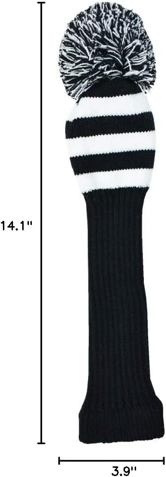 Stripes Knitted Golf Club Head Covers 3 Piece Set for 1, 3, 5 Drivers, Fits 460cc