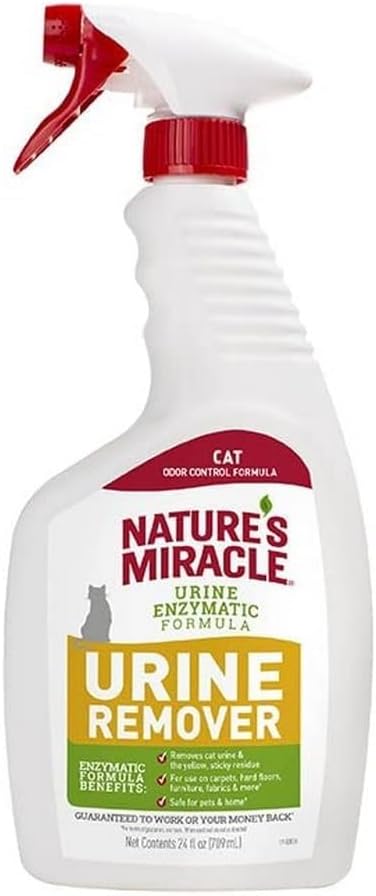 Nature's Miracle Cat Urine Remover - 24 Ounces Enzymatic Formula for Effective Cleaning
