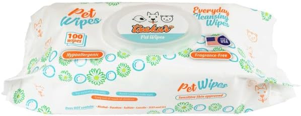 Pet Wipes for Dogs & Cats - Hypoallergenic Natural Cleansing Wipes, 100 Count, Made in The USA, Fragrance-Free