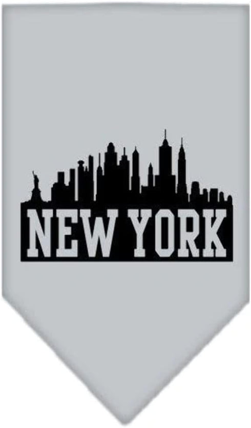 New York Skyline Screen Print Bandana, Large, Bright Pink, Mirage Pet Products