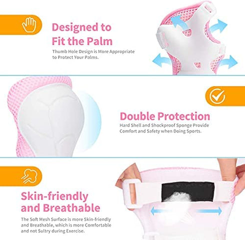 Kids/Youth Protective Gear Set - Knee Pad Elbow Wrist Pads for Roller Skates, Cycling Bike, Skateboard, Inline Skating,