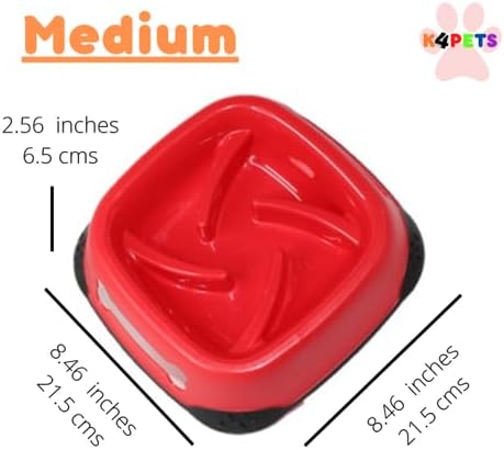 Slow Fedeer Pet Eater Bowl, Medium, Elegant Red Color