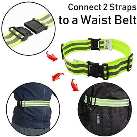 Reflective Running Gear Bands Belt for Night Walking, Safety Bands for Runners, Bicycle Pants Cuff Bands, 2 Bands